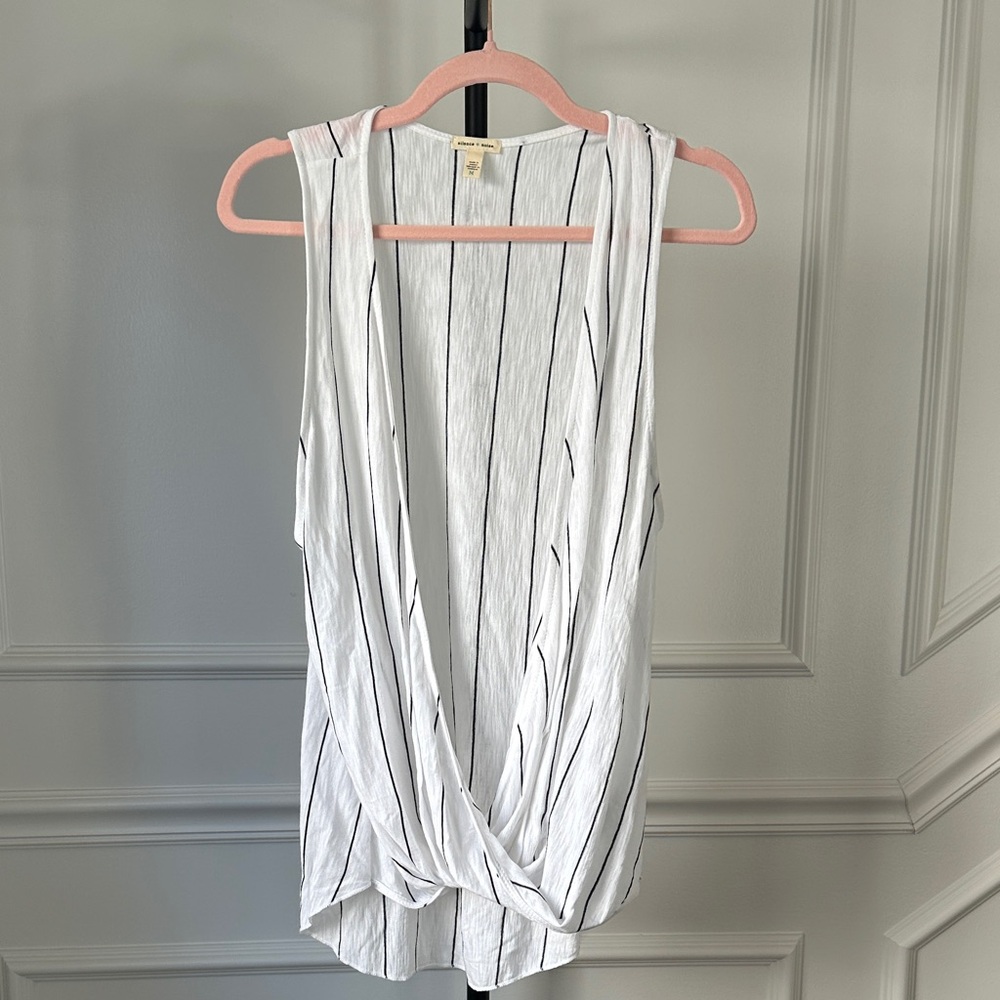 Y2K Urban Outfitters White Striped Sleeveless Drape Top